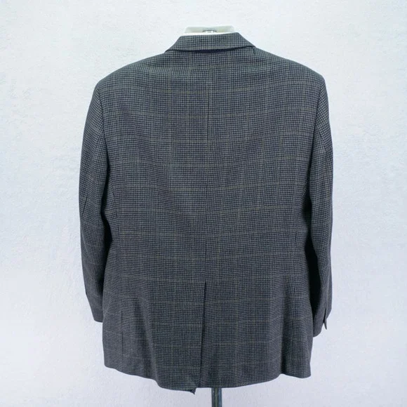 Jos A Bank Gray Houndstooth Yellow Winowpane Soft Tweed Silk Wool 42R Sport Coat - Picture 6 of 12